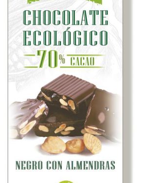 CHOCOLATE NEGRO 70% CACAO CON ALMENDRAS ECOLÓGICO